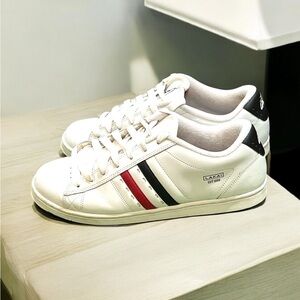 Lakai Logo Men’s Stripe White Leather Sneaker Size 10.